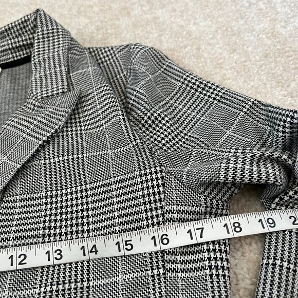 NWT H&M Glen Plaid Blazer Jacket 4 Knit Unlined Long - Picture 6 of 8